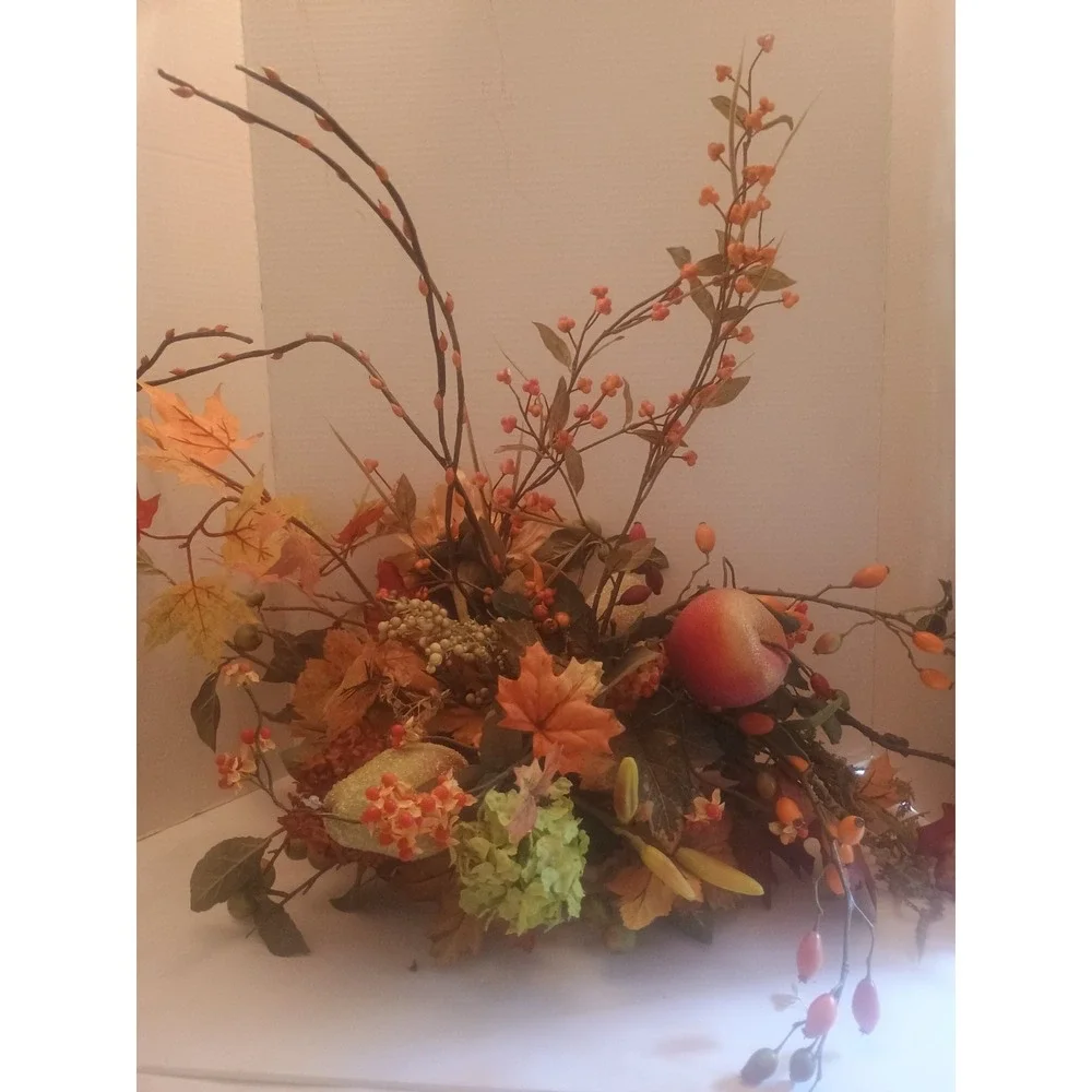 Large Autumn Artificial Table Centerpiece -Fruit Flowers & Leaves 22